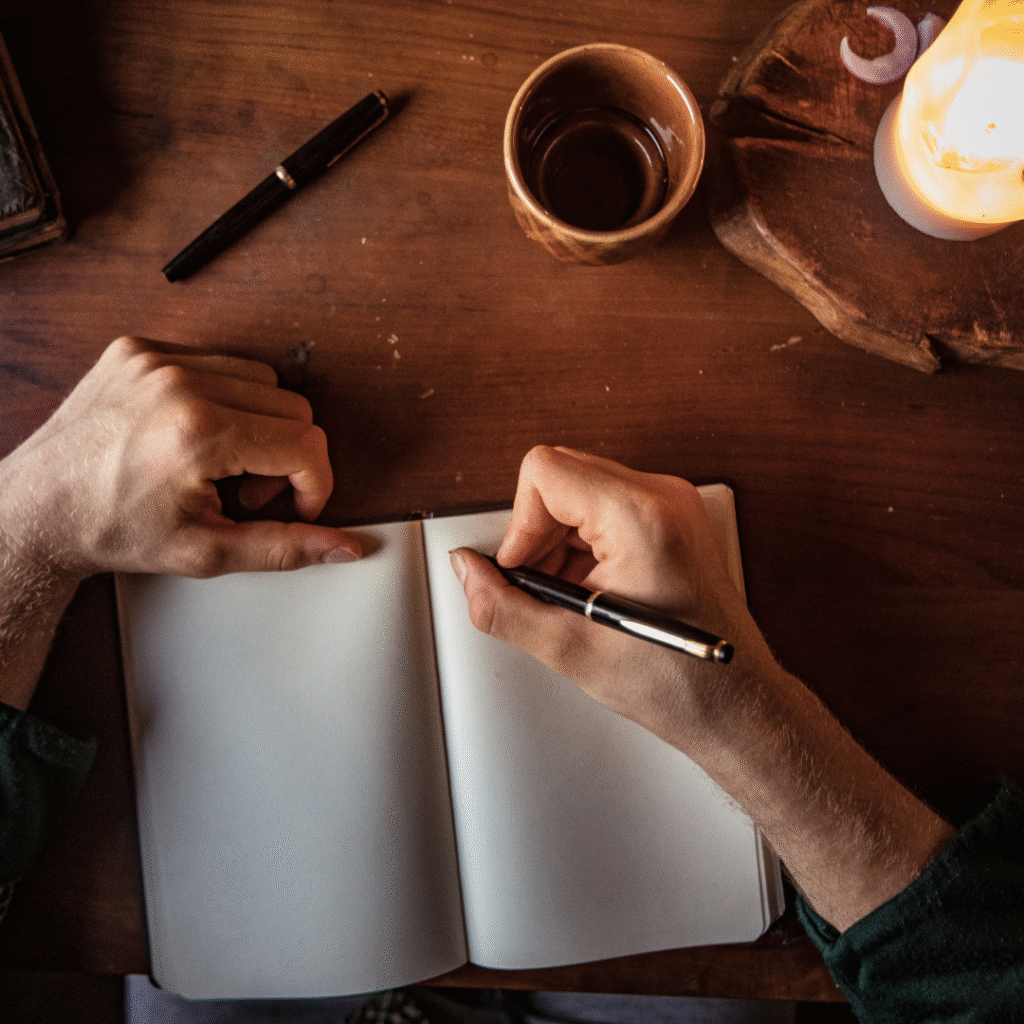 blank book Writing on a blank page